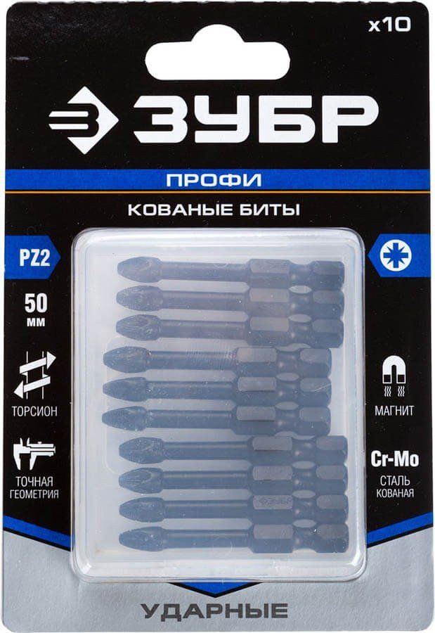 Характеристики Набор бит Зубр 26023-2-50-S10, универсальные, Е 1/4 ...