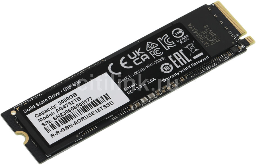 SSD накопитель GIGABYTE Aorus Gen4 7300 AG4732TB 2ТБ, M.2 2280, PCI-E 4 ...