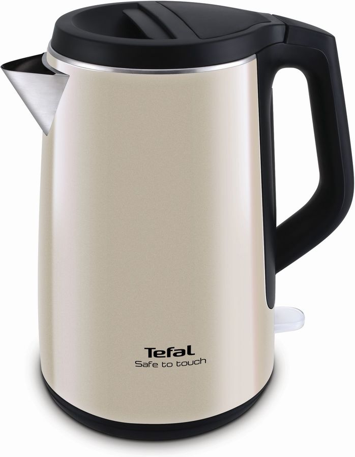 Чайник электрический TEFAL KO371 I30 Safe to touch, 2200Вт, бежевый и черный