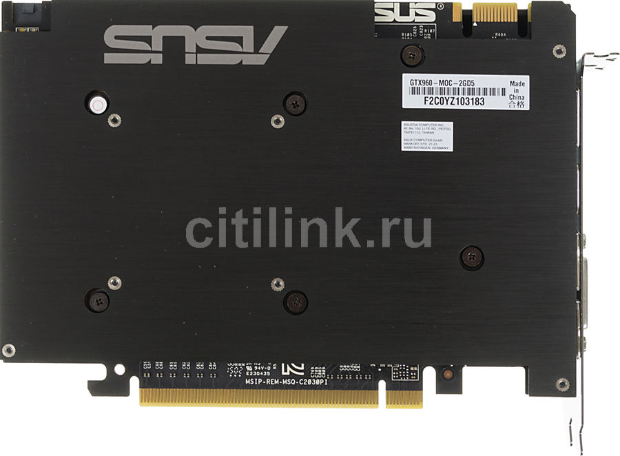 Характеристики Видеокарта ASUS NVIDIA GeForce GTX 960, GTX960-MOC-2GD5 ...