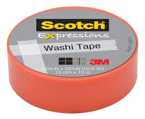 Клейкая лента декоративная 3M Scotch Washi 7000048140 персиковая шир.15мм дл.10м