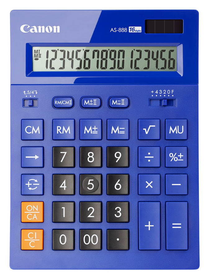 Характеристики Калькулятор Canon AS-888-BL, 16-разрядный, синий (318520 ...
