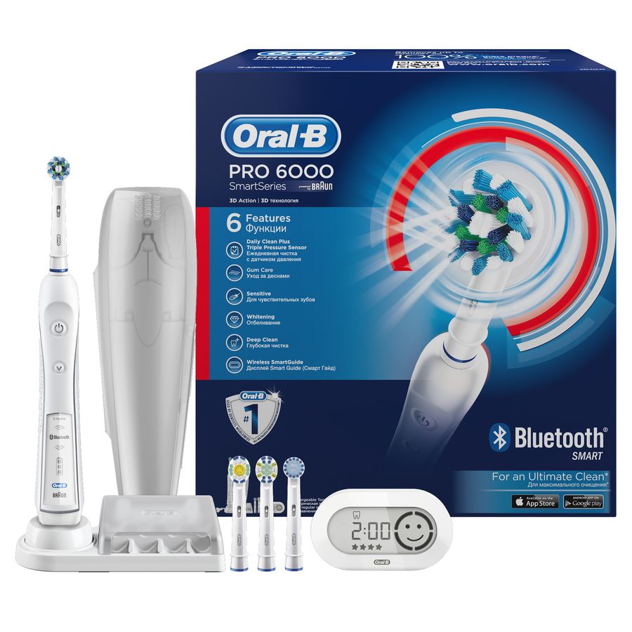 Зубная щетка электрическая oral-b Pro 6000 triumph smart series (bluetooth) 3 смен/насад. (4210201134411)