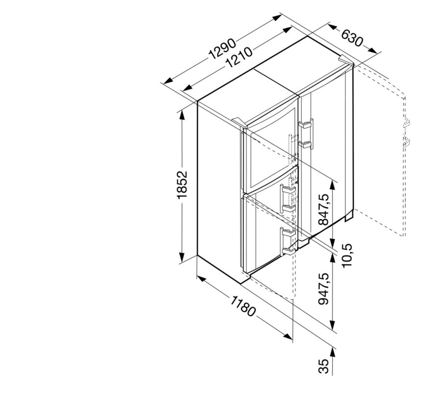 Схема встройки холодильника liebherr