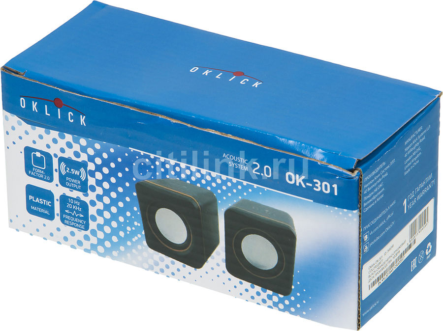 Характеристики Колонки Oklick OK-301, 2.0, черный/ оранжевый [ok-301 ...