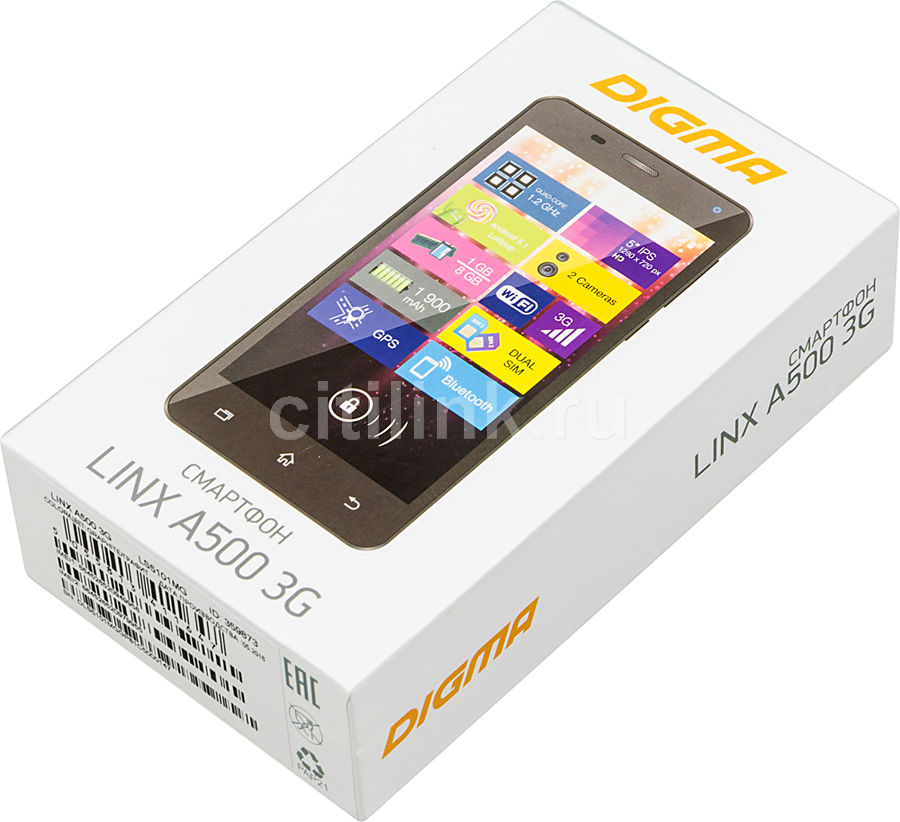 Характеристики Смартфон Digma A500 3G Linx, графит (359873) смотреть в ...