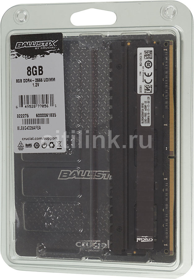 Характеристики Оперативная память Crucial Ballistix Elite BLE8G4D26AFEA ...