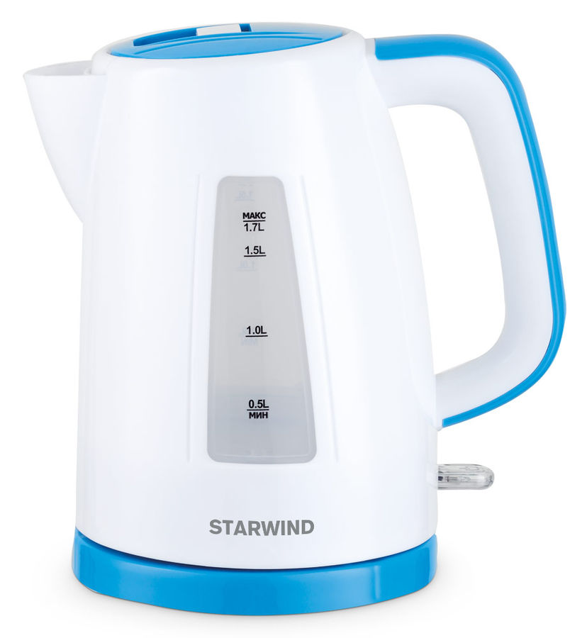 Чайник электрический STARWIND SKP3541, 2200Вт, белый и голубой