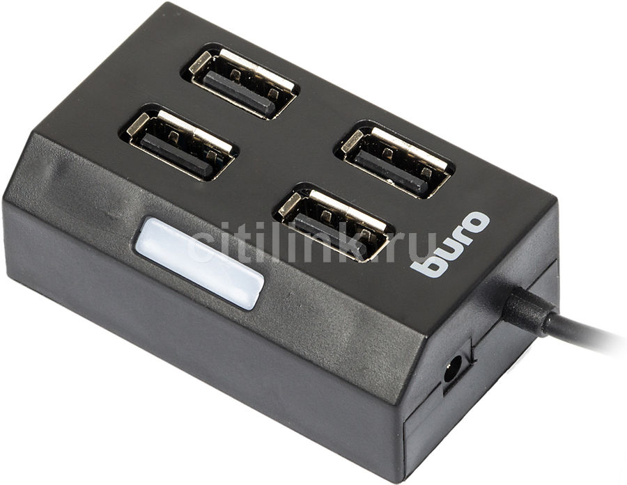 Хаб (разветвитель) BURO BU-HUB4-U2.0, черный
