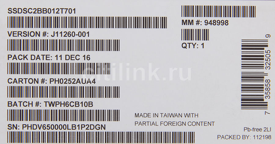 SSD накопитель Intel DC S3520 SSDSC2BB012T701 1.2ТБ - купить в