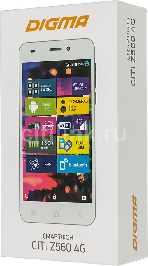 Смартфон Digma Z560 4G CITI, белый - купить в Ситилинк | 403869
