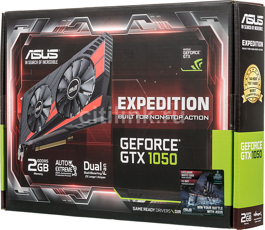 Характеристики Видеокарта ASUS NVIDIA GeForce GTX 1050, EX-GTX1050-2G ...