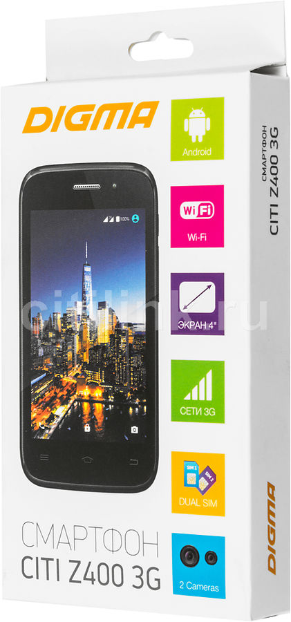 Смартфон Digma Z400 3G CITI, черный - купить в Ситилинк | 426520
