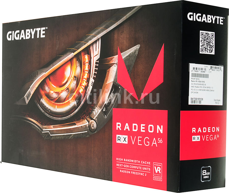 Видеокарта GIGABYTE AMD Radeon RX Vega 56, GV-RXVEGA56-8GD-B - купить в ...