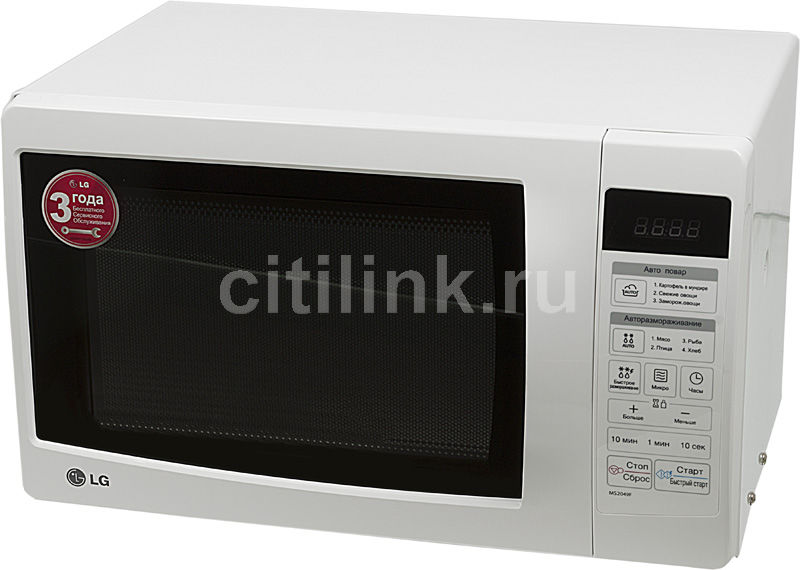 Характеристики Микроволновая печь LG MS2049F, 800Вт, 20л, белый (561949 ...
