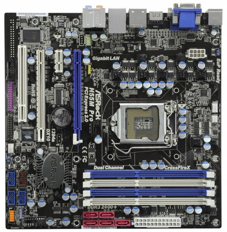 Характеристики Материнская плата ASROCK H55M PRO, LGA 1156, Intel H55 ...