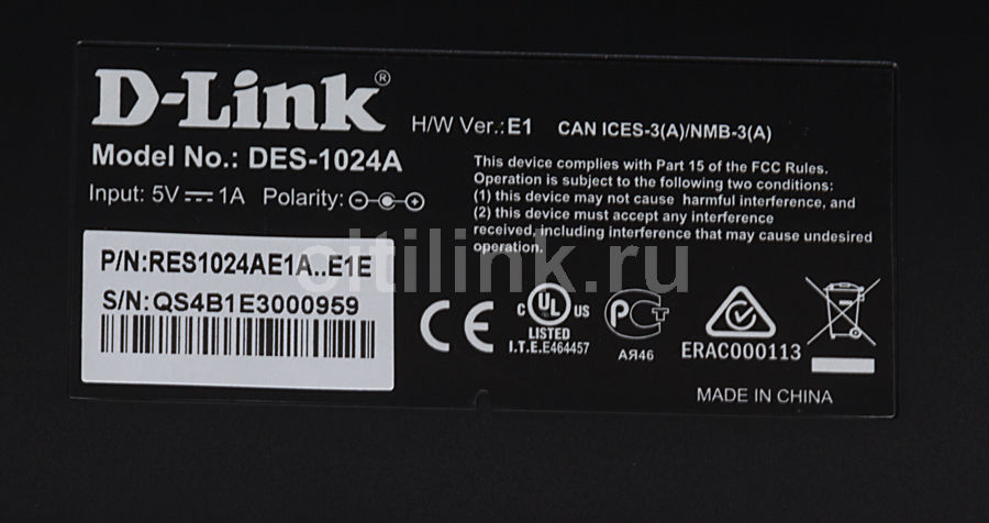 Характеристики Коммутатор D-Link DES-1024A/E1B, неуправляемый ...