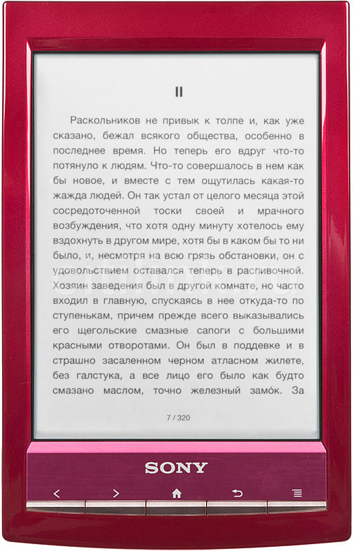 Характеристики Электронная книга Sony PRS-T1, 6", красный (655380 ...