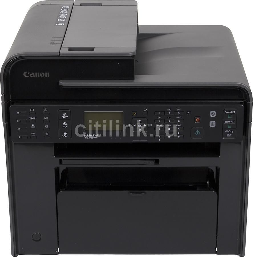 МФУ лазерный Canon i-Sensys MF4750 черно-белая печать, A4, цвет черный ...