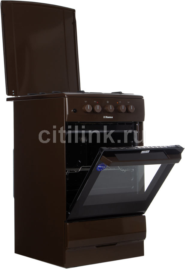 Газовая плита Hansa FCMB53020, электрическая духовка, чугун, коричневый ...
