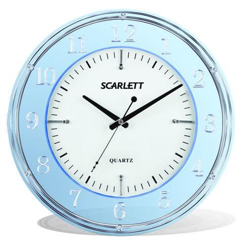 Характеристики Настенные часы Scarlett SC-55DE, аналоговые, голубой ...