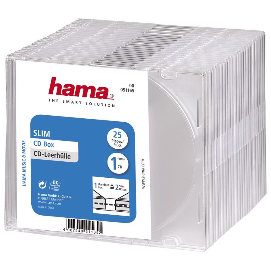 Коробка HAMA H-51165 Slim Box, 25шт., прозрачный [00051165](плохая ...